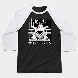 Cyberpunk geisha Japanese Kanji Baseball T-Shirt